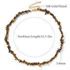 Raw Crystal Necklaces for Women 5-8mm Handmade Natural Stone Necklace Beaded Choker Necklace Healing Crystal Necklace Gemstone Necklace Raw Crystal Beaded Necklace for Her - style: Tiger Eye