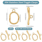 SUNNYCLUE 1 Box 10Pcs Real 18K Gold Plated Toggle Clasps OT Toggle Clasp Stainless Steel Glossy T-Bar Closures and Rings Connector for Necklaces Bracelets Chain Jewelry Making DIY Crafts Adults - style: Style 2