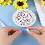 100pcs Baseball Beads with 5.5 Yard Elastic Rope,Acrylic Softball Bead Sports Beads DIY Spacer for Necklace Bracelet Keychains Handmade Jewelry Making Accessories,12mm(Rainbow Baseball) - color: Rainbow Baseball