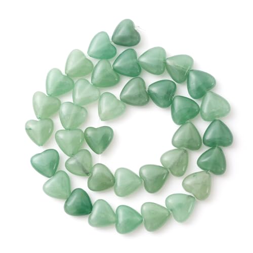 10mm Natural Green Aventurine Stone Beads Heart Shape DIY Loose Gemstone Energy Healing Crystal Charms for Jewelry Making Handmade - color: Green Aventurine