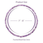 Healing Crystal Bracelet Clear Quartz Faceted Beaded Bracelets for Women Men 3mm Natural Stone Adjustable Handmade Stretch Bracelet Reiki Spiritual Jewelry Fashion Gifts - color: Amethyst