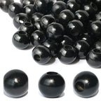 240Pcs Black Wood Beads 16mm for Craft Large Hole Wood Beads Hole:6mm (Black) - color: Black