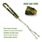 Simple Designed Natural Stone Worry Beads (8mm -33 Beads) - Prayer Beads Tesbih-Tasbih-Tasbeeh-Misbaha-Subha-Sebha-Sibha-Rosary (Green Jade Stone) - color: Green Jade Stone