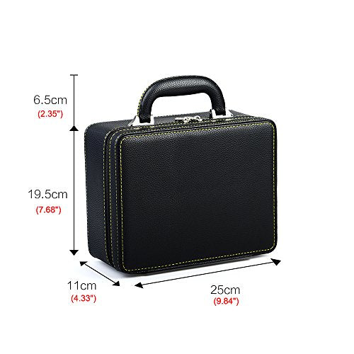 Oirlv Leather Jewelry Box Handmade Travel Jewelry Organizer Storage Case Holder For Girl Lady Earring,Ring,Necklace,Pendant,Watch,Bracelet(X010)Deep Black - color: Small Black