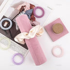 AUEAR, Velvet Vertical Tower Display Bracelet Hair Band T-Bar Holder for Headband Scrunchie (Pink, Square Bottom, 1-Pack)