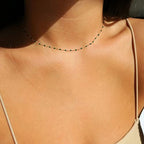 MTMY Beaded Necklaces for Women 14K Gold Plated Dainty Colorful Green/Rose Beaded Pearl Choker Necklace Delicate Boho Choker Necklace Jewelry Gift - style: Crystal-green