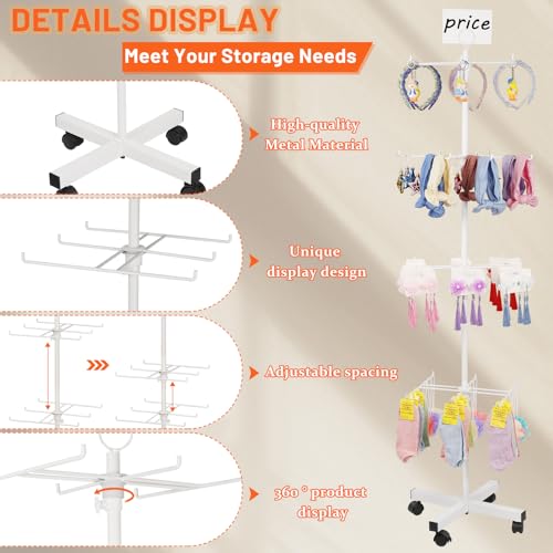 Flenpptly Retail Display Stand Rotating Display Stand 4 Tier Spinning Display Stand for Craft Shows, Jewelry, Keychain, Earring Adjustable Height Retail Display Racks (White) - color: 4-Tier White