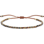 KELITCH Adjustable turquoise bead bracelet single color knitting friendship bracelet fashion jewelry daily wear gift (28 color selection) - color: Coffee 04F