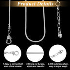 Molain 40 Pieces Silver Snake Charm Bracelet Chains, 7.87 Inch Adjustable Jewelry Making Charm Bracelet with Heart Extender Chains for DIY Women Gifts