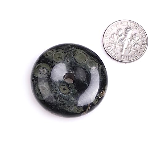 JOE FOREMAN 30mm Blue Kambaba Jasper Natural Gemstone Ring Circle Donuts Pendant Charms Beads for Jewelry Making 1Pcs - color: Blue Kambaba Jasper, size: 30mm
