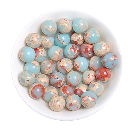 Blue Imperial Jasper Beads for Jewelry Making Stone Bead Bracelets Chakra Round Gemstone Beads Bulk, 45pcs 8mm Jasper Stone - color: Blue Imperial Jasper, size: 8mm