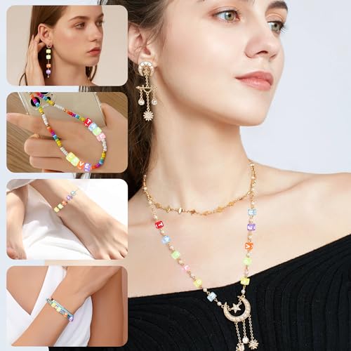 ZHIYUXI 1500pcs Acrylic Beads - White Letter, Mixed Color Cube, Alphabet Beads for Jewelry Making, Friendship Bracelets, Necklaces (6 x 6mm) - color: E# White Letter Mixed Color Beads