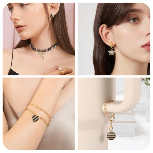 Craftdady Crystal Rhinestone Pendants Butterfly Heart Rhombus Bowknot Earring Charms Alloy Enamel Metal Pendants Light Gold Bracelet Charms for DIY Craft Necklace Jewelry Making - color: Light Gold 5 Styles