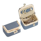 Royal Bagger Genuine Cow Leather Mini Jewelry Box Women's Coin Purse Solid Color Kiss Lock Change Pouch Casual Style Small Storage Bag for Women 1894 (Denim Blue) - color: Denim Blue