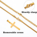 LUXEJEW Cross Necklace for Men Boys - Gold Silver Black Stainless Steel Cross Pendant Necklaces Layered Cuban Link Chain Necklace Jewelry Gifts 16 18 20 22 24 Inches - color: Gold, size: 20in/22in, style: Style A-Small Pendant