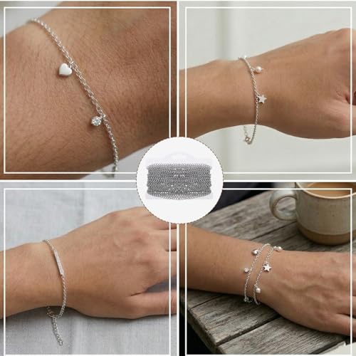 33 Foot Stainless Steel Curb Chains, 3mm Stainless Steel Extender Chains Silver Tarnish Resistant Link Chain for Necklace Bracelet Earring Jewelry Making DIY Craft