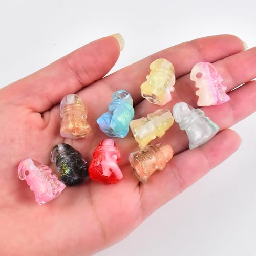 16Pcs Acrylic Ghost Focal Beads for Pens Colorful Ghost Fancy Space Beads for DIY Craft Beadable Pens Keychain Bracelet Necklace Earrings Jewelry Making - color: Ghost