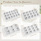 Junkin 12 Pcs Jewelry Tray Velvet Stackable Jewelry Organizer Trays Divided Earring Accessories Storage Containers Box (Rose Red) - color: White