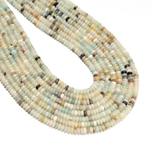 ICAI Beads Natural 2x4mm Rondelle Beads, Abacus Disk Stone Spacer Beads – Loose Natural Gemstone Beads for DIY Bracelet, Necklace, Jewelry Making (Color Amazonite) - color: Color Amazonite, size: 2x4
