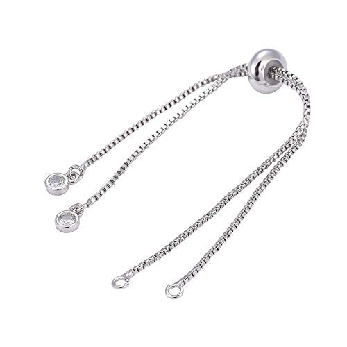 DanLingJewelry 5pcs Adjustable Slider Metal Bracelet Slider Extender Chains with Rhinestone Charms for Jewelry Making DIY 8 Inches(223mm) P - color: StyleⅩ-5 pcs-Platinum