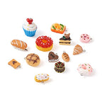 Cheriswelry Cup Cake Resin Pendants Lovely Food Sweet Dessert Dangle Charms Links Hanging Ornament with Metal Loop Fruit Pendants for Key Chains Bracelet Necklace Jewelry Making - color: Mixed Color-Bread & Dessert