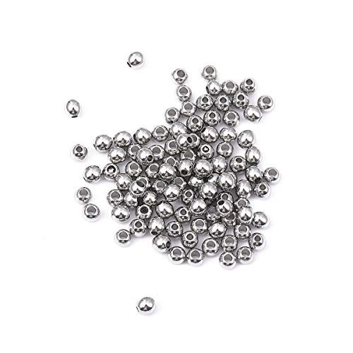 BEADIA Stainless Steel Spacer Beads 4x3mm Round Loose Charm Caps Beads for DIY Jewelry Making 100pcs with 1.5mm Hole - color: 4x3mm 1.5mm