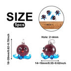 FASHEWELRY 5Pcs Handmade Ocean Octopus Lampwork Glass Pendants Deep Sky Blue Small Marine Life Loose Beads Charms for DIY Jewelry Making - color: Octopus-Deep Sky Blue
