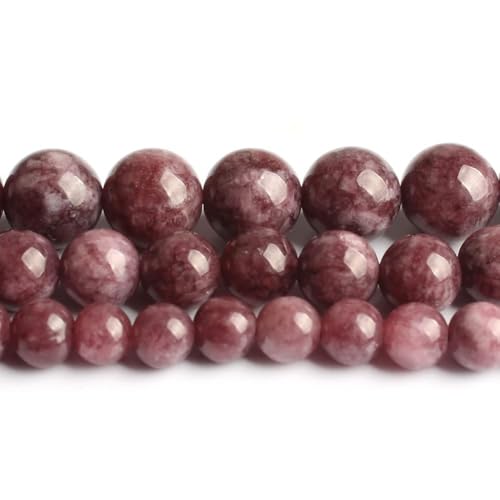 About 35pcs 10mm Natural Stone Beads Lepidolite Beads Crystal Gemstone for Jewelry Making, DIY Bracelet Necklace - color: Lepidolite, size: 10mm