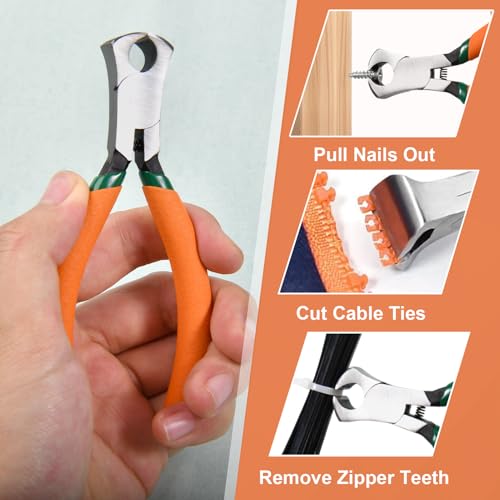 4.6" Mini End Cutting Plier | Precision End Nipper for Zipper Install Stops, Wire Cutting & Nail Pulling | Fine Polished High Carbon Steel | Professional Jewelry Making & Shoes Repair Tool - style: End Nipper-Green