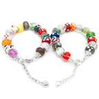 Weebee Murano Glass Beads Large Hole Glass Beads European Lampwork Spacer Charms Bead Silver Plated Cores Bracelet Charm for DIY Crafts Jewelry Making 50 Pcs Mixed