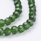 Perlin Czech Bohemian Crystal Glass Beads Faceted Round 4mm 90 Pieces Loose Spacer 1 Strand Beads for DIY Jewelry Earrings Necklace Bracelet Making (Dark Green) - color: dark green