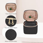 Teamoy Mini Jewelry Organizer with 6 Small Jewelry Bags, Travel Jewelry Storage Box for Necklaces, Rings, Earrings, Bracelets, Quilted Black - color: Black