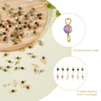 DICOSMETIC 120Pcs 12 Styles Gemstone Connector Charm 4mm Round Stone Link Charms Natural Quartz Crystal Charms Stone Pendants with Double Loops for DIY Bracelet Necklace Jewelry Making, Hole: 2.3mm