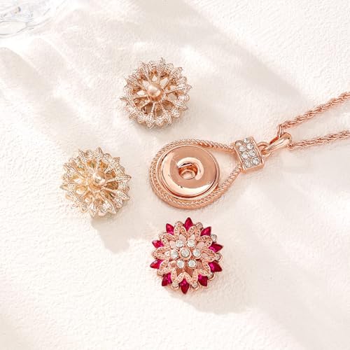 10PCs Mixed Style Rhinestones Snaps Jewelry Charms Buttons 18/20mm for Interchangeable Snaps Jewelry Making Women DIY Button Bracelets Necklaces Rings Brooch Accessories(Red) - color: Red