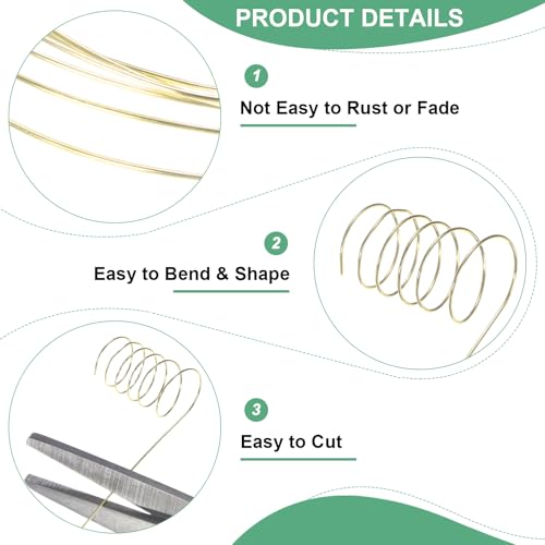 M METERXITY 0.3mm Jewelry Wire, 28 Gauge 328FT Craft Wire Copper Beading Wire for Jewelry Making/Planting/Weaving/DIY Crafting, Soft Metal Wires [100M, Light Golden] - color: Light Golden, size: 0.3mm 28 Gauge