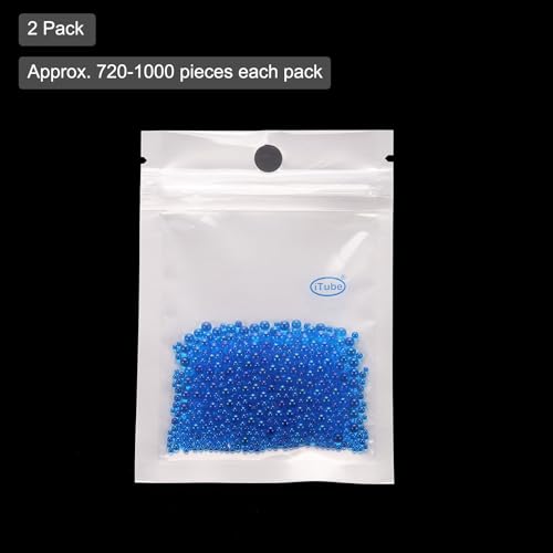 Iridescent Glass Tiny Bubble Beads, 0.4-3mm 20g No Hole Micro Mini Round Sapphire Blue Water Droplets Beads - Applications: for Resin, Nail Art, Dollhouse Bath Tub, 2-Pieces - color: Sapphire Blue, size: φ0.4-3mm
