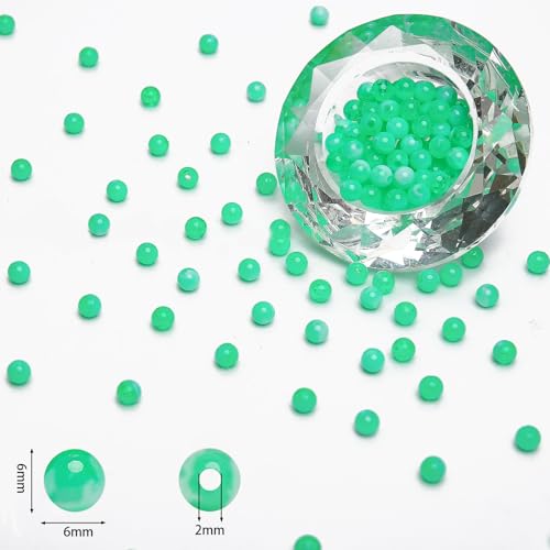 BONNY BOXX 1000PCs 6MM Green Jade Round Beads, Smooth Acrylic Balls, Plastic Resin Gumball Bubblegum Chunky Beads for Necklace & Bracelet Making, Crafting Supplies - color: Green Jade, size: 6MM