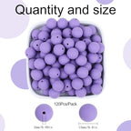 MAIBAOTA 120 Pcs Purple Silicone Beads 15 mm Purple Beads for Keychain/Pens/Bracelet/Necklace Making Focal Beads Loose Rubber Round Silicone Beads Bulk for Craft Making（with Boxed Kits） - color: Purple