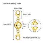 14K Gold Magnetic Necklace Clasps and Closures 925 Sterling Silver Double Lobster Clasp Magnetic Jewelry Clasps for Necklaces - color: A-14K Gold