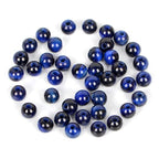 AD Beads Natural Gemstone 8mm Round Loose Beads Big Hole 2.5mm Sized 40pcs (Sapphire Tiger's Eye) - color: Sapphire tiger's eye