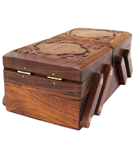 Wooden Jewelry Organizer - 3 in 1 Jewelry Box with Multiple Compartments for Rings, Necklaces, Earrings - Elegant Design for Home Storage and Gifts for Women - Durable and Stylish