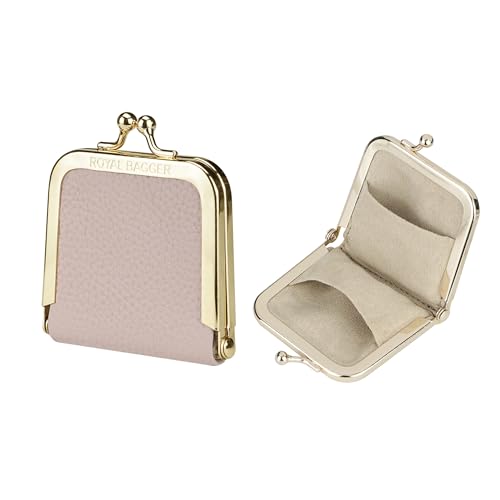 Royal Bagger Genuine Cow Leather Ultra-Slim Mini Jewelry Box, Ring & Necklace Storage, Slim Coin Purse with Kiss Lock for Women 3120 (Light Pink) - color: Light Pink