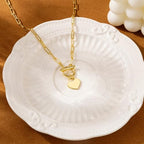 Carffordo Gold Plated Necklaces for Women - Dainty Layered 14K Gold Plated Stack Paperclip Rope Cuban Toggle Link Chain Choker Necklace Set Chunky Trendy Jewelry Gift - style: OT-Heart