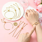 DanLingJewelry 10pcs 304 Stainless Steel Adjustable Slider Bracelet Slider Extender Chains Friendship Bracelets for Jewelry Making DIY 8 Inches(215mm) G - color: StyleⅪ-10 pcs-Golden