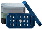 Velvet Ring Organizer Display Tray Jewelry Box Earring Holder Case for Wedding Birthday Christmas Day (Dark Blue) - color: Dark Blue