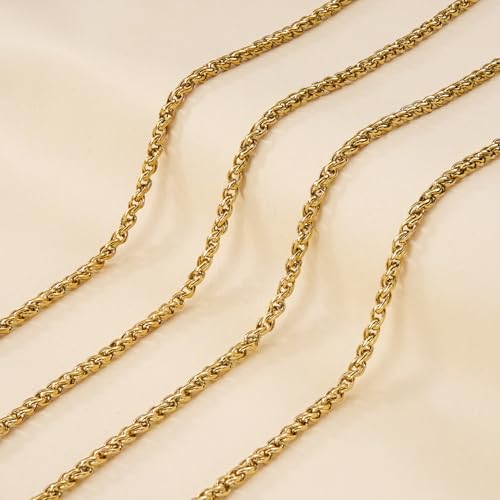Jabogrii 16.4 Feet Gold Stainless Steel Jewelry Making Chain Bulk Craft Twisted Chain on Spool with Lobster Clasps and Jump Rings for Jewelry Making - color: Twisted Gold