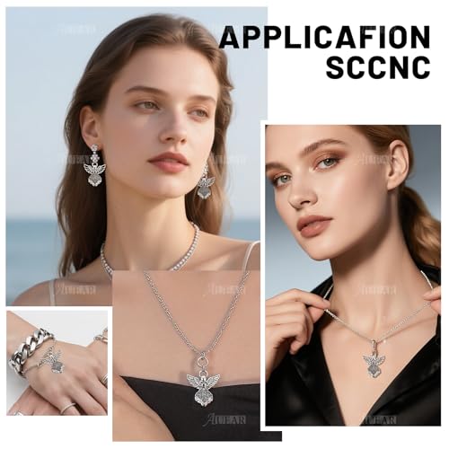AUEAR, Antique Silver Angel Charms Pendants for DIY Jewelry Making Necklace Bracelet - color: Silver, size: 30 Pack