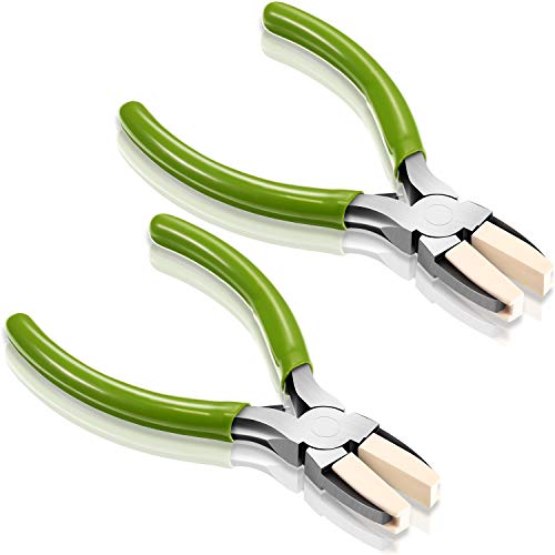 Mudder 2 Packs Nylon Nose Pliers Double Nylon Pliers Carbon Steel Jewelry DIY Tools for Beading Looping Shaping Wire Jewelry Making and Other Crafts, 5.3 Inch(Green) - color: Green
