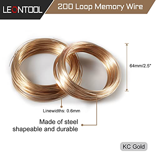 5.5 Inches Memory Wire Cutter for Jewelry Making - Bracelet Making Kit With 200 KC Gold Loops - Beading Wire Jewelry Cuff - color: Kc Gold