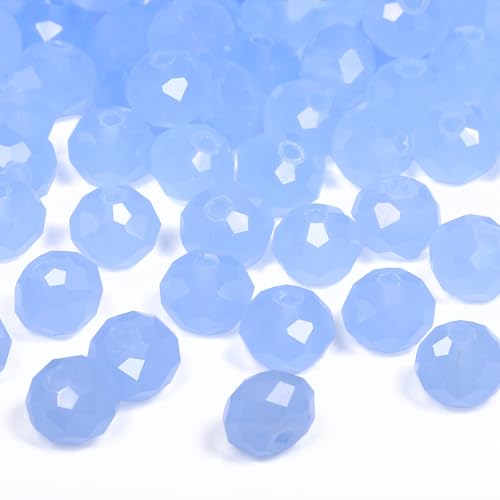 1000pcs 4mm Crystal Glass Beads for Jewelry Making Faceted Rondelle Flat Porcelain Beads for Bracelets Necklace Earrings DIY Crafts (Blue Porcelain Bead) - color: Blue Porcelain, size: 4mm
